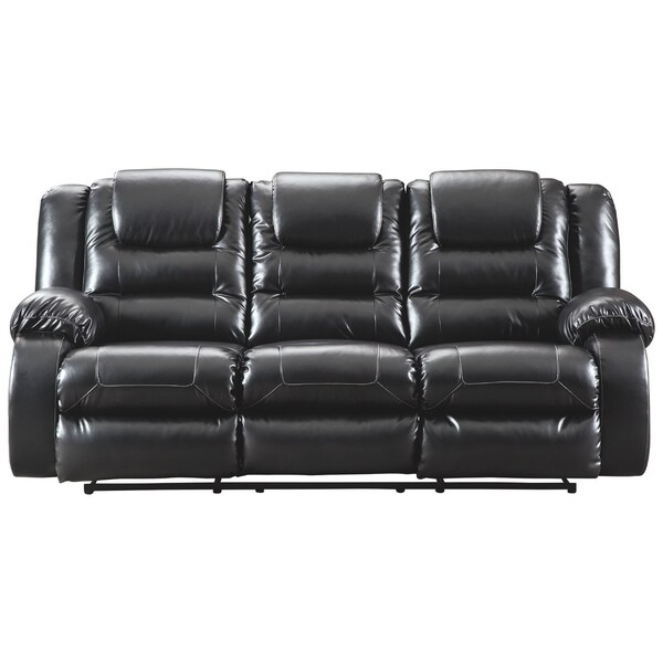 Signature Design By Ashley Vacherie Black Vinyl Reclining Sofa