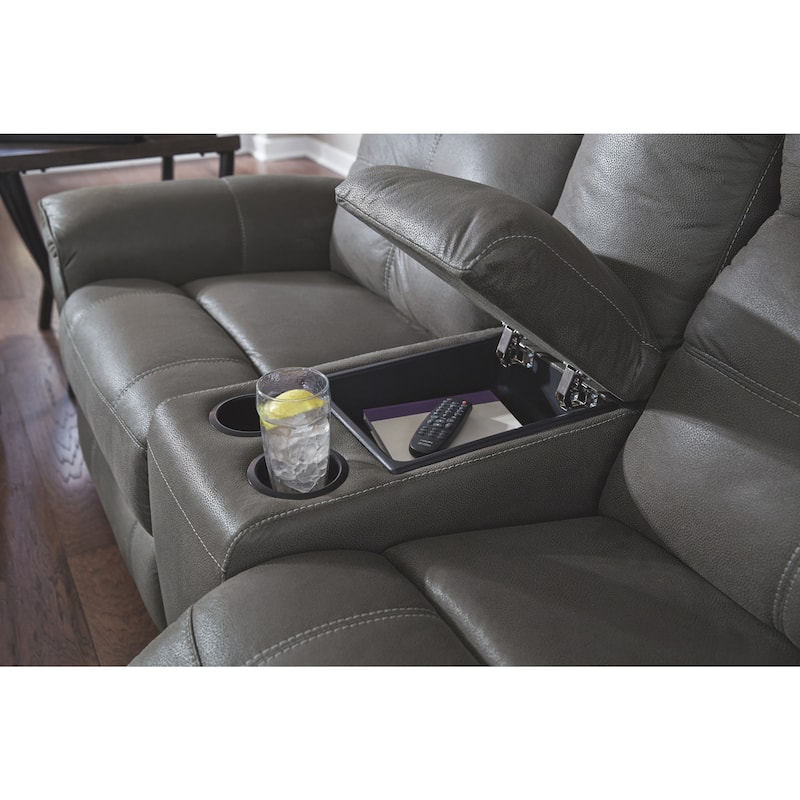 Jesolo Dark Gray Double Rec Loveseat with Console