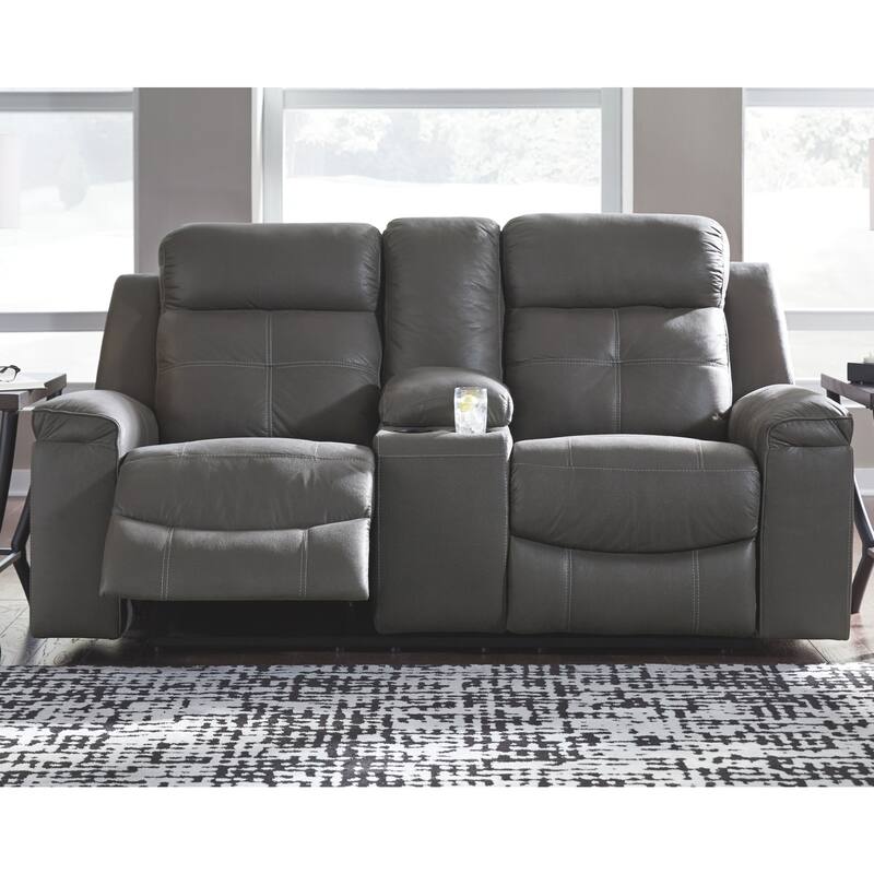 Jesolo Dark Gray Double Rec Loveseat with Console