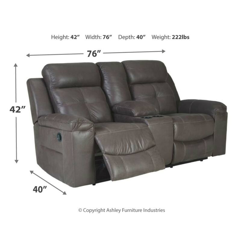 Jesolo Dark Gray Double Rec Loveseat with Console