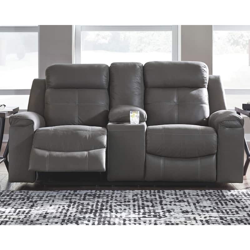 Jesolo Dark Gray Double Rec Loveseat with Console