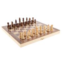 Chess Set with Folding Wooden Board- Beginner's Portable Classic Strategy and Skill Game for Family Fun by Hey! Play!