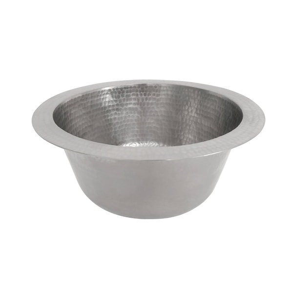 12" Round Hammered Nickel Plated Copper Bar Sink w/ 2" Drain Size