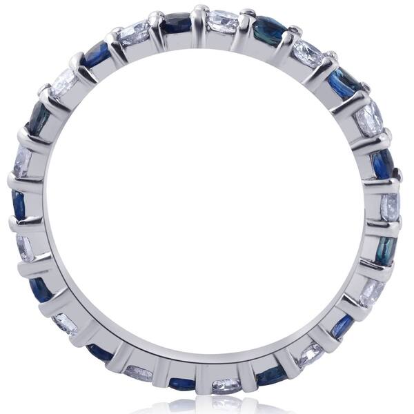 Details about / 2.00 Ct Round Cut Blue Sapphire /& Diamond Eternity Band 14K White Gold Finish