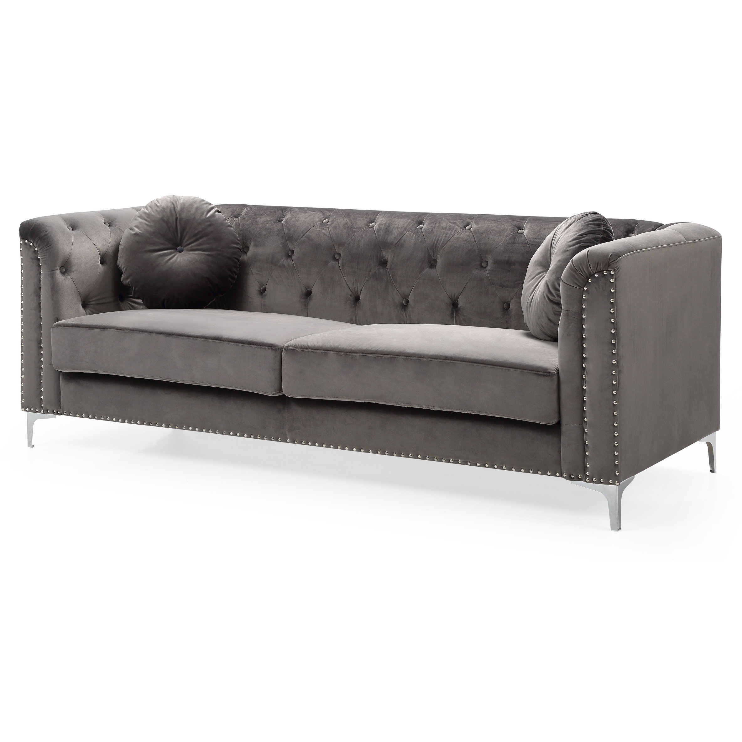 Lyke Home Nailhead Trim Grey Velvet Sofa On Free Nailhead Trim Grey Velvet Sofa