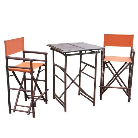 Bamboo Expresso Pub Set with 2 High Director Chairs & Square Table