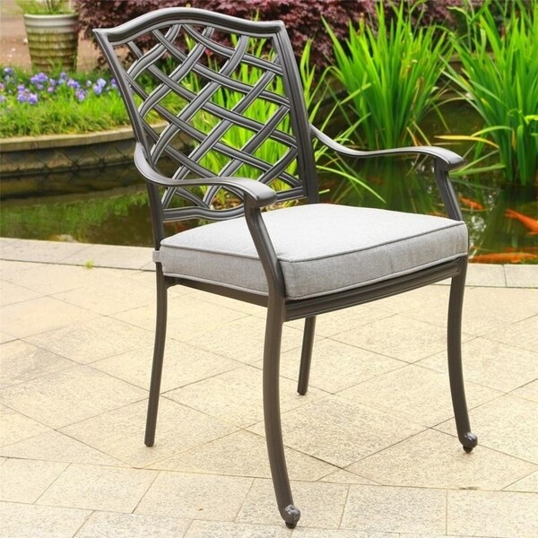 Deer Lake Aluminum Arm Chairs with Cast Slate Sunbrella Cushions