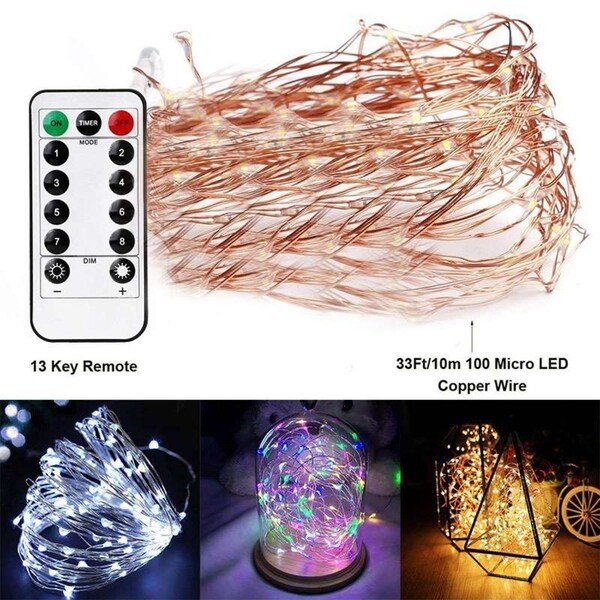 Shop 100 LED String Lights 33ft USB Plug in 8 Modes Copper Wire Lights