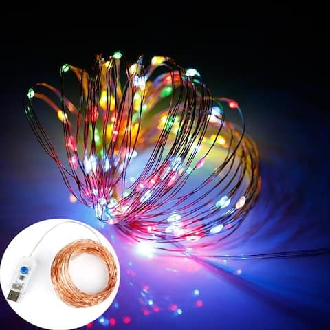 100 LED String Lights 33ft USB Plug in 8 Modes Copper Wire Lights Remote Control Timer Dimmable Decoration Lights Bedroom Patio