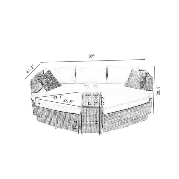 4piece Wicker Outdoor Daybed Sectional Furniture Patio Set by Moda