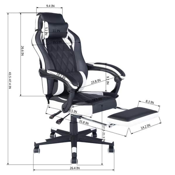 Shop Porch Den Yankton Black Ergonomic Reclining Gaming Chair