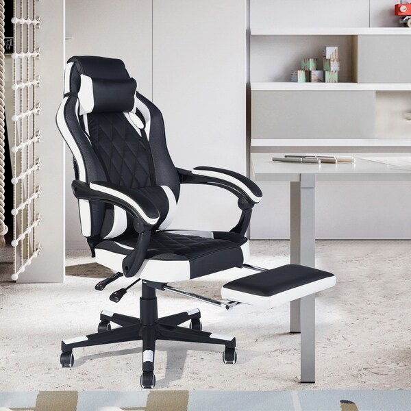 Shop Porch & Den Yankton Black Ergonomic Reclining Gaming Chair with