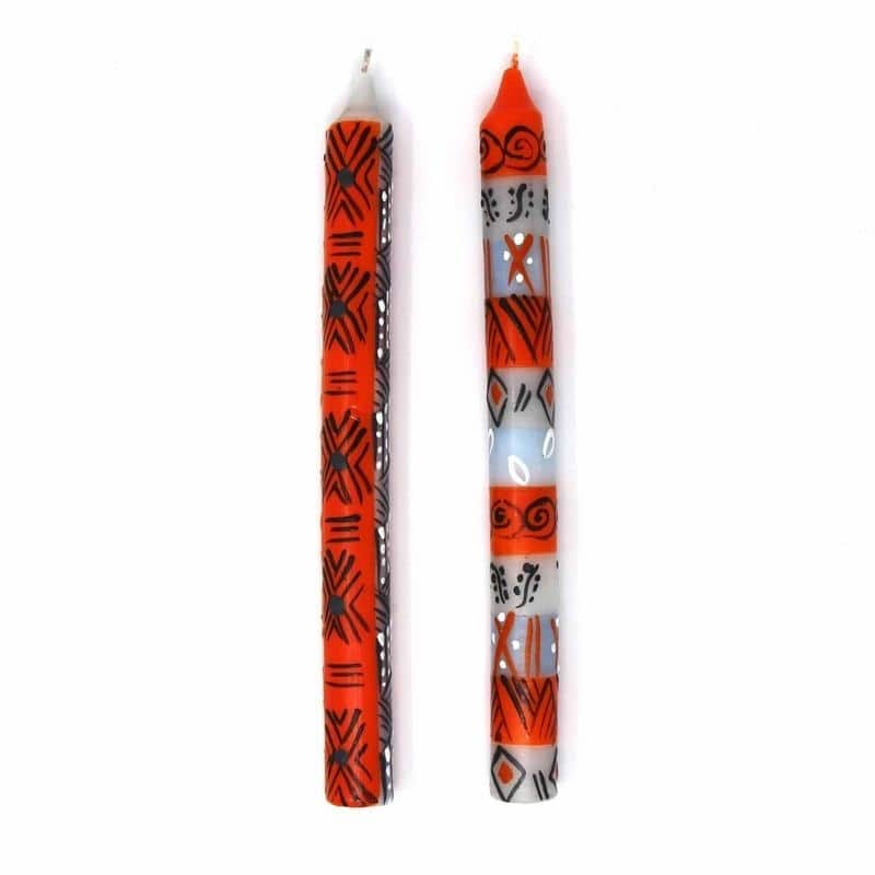 Hand Painted Candles in "Kukomo" Design (pair of tapers)