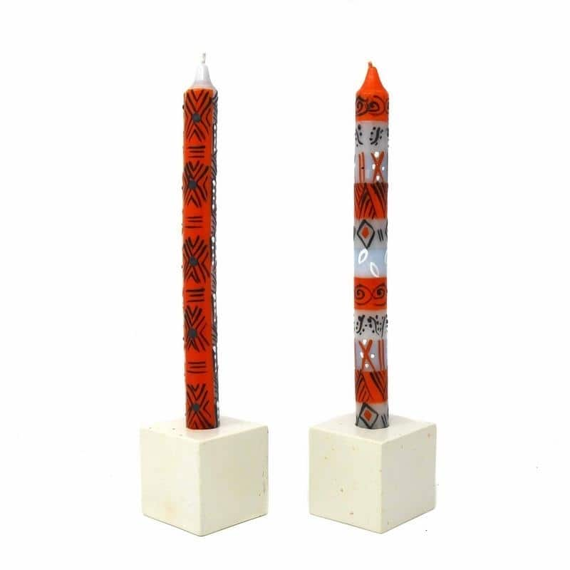 Hand Painted Candles in "Kukomo" Design (pair of tapers)