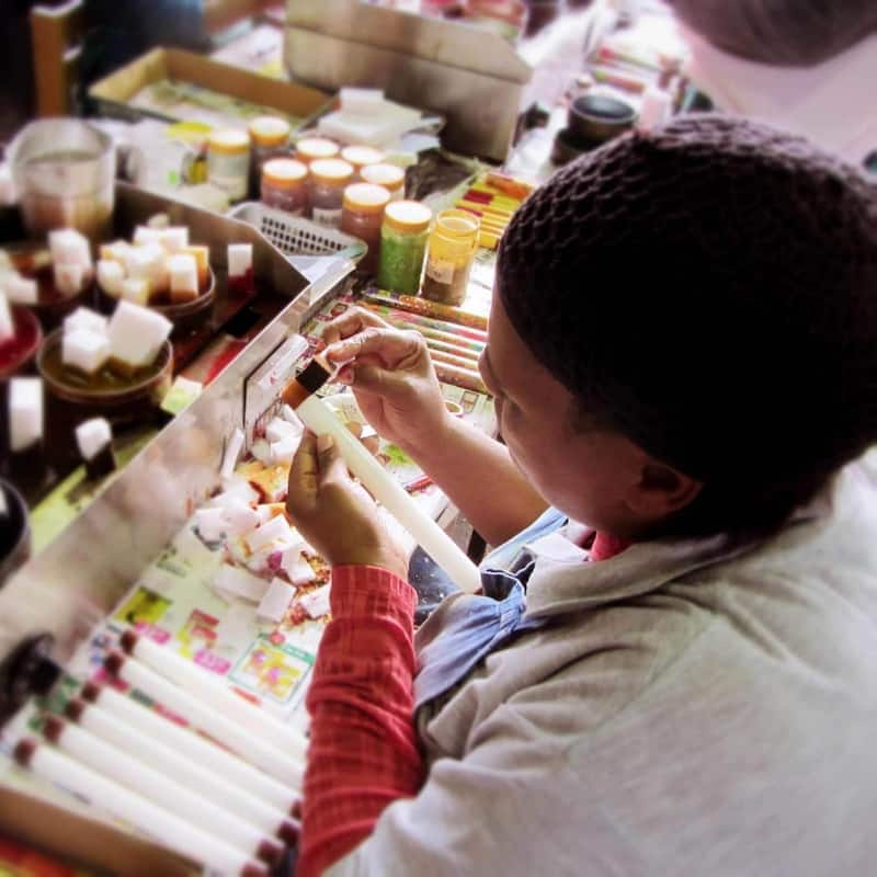Hand Painted Candles in "Kukomo" Design (three tapers)
