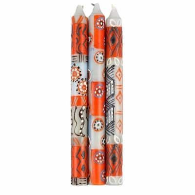 Hand Painted Candles in "Kukomo" Design (three tapers)