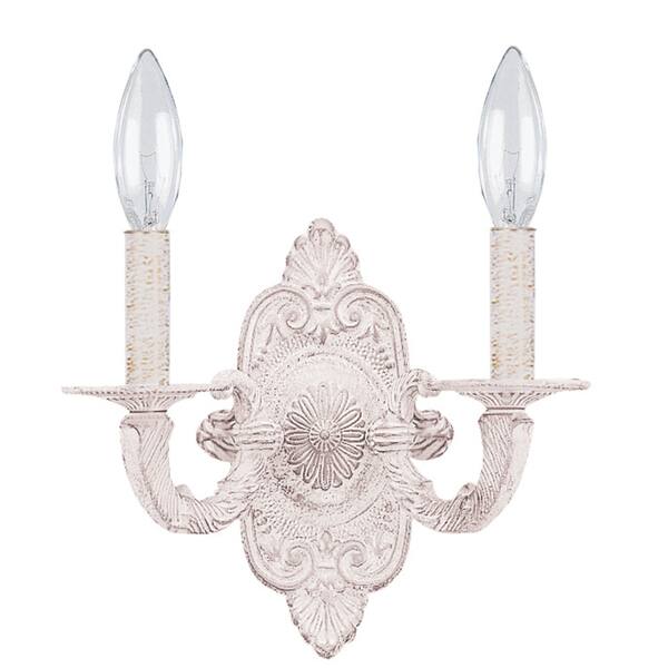 slide 1 of 1, Crystorama Paris Market Collection 2-light Antique White Wall Sconce (As Is Item)