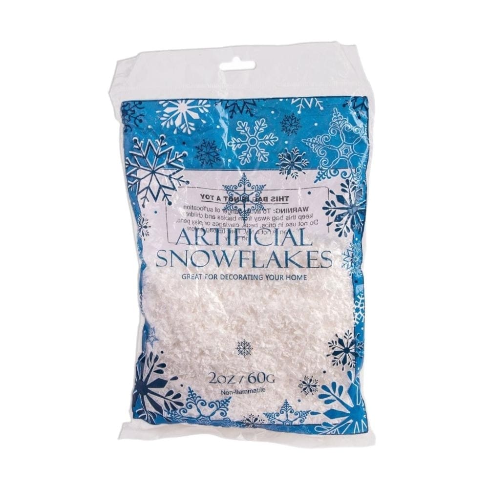 Set of 4 Ounces of Artificial Snow Flakes Bag Blue Printed Polybag by Black  Duck Brand