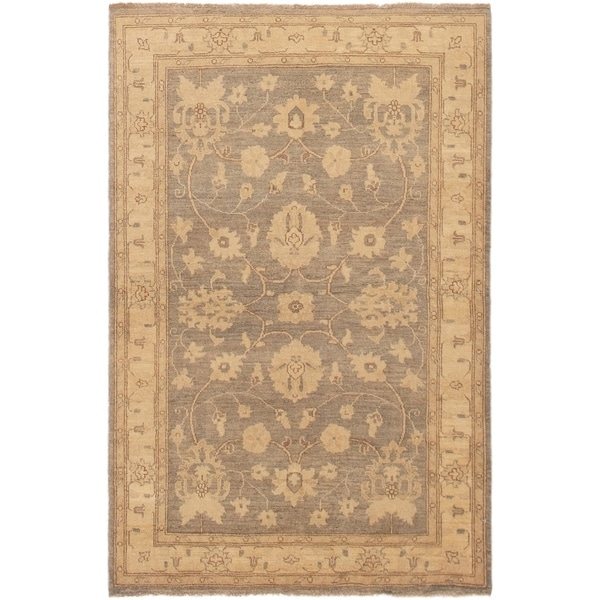 ECARPETGALLERY Hand-knotted Peshawar Oushak Grey Wool Rug - 3'10 x 6'0