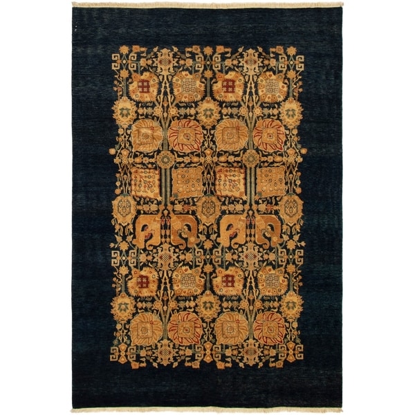 ECARPETGALLERY Hand-knotted Pako Persian 18/20 Navy Blue Wool Rug - 6'0 x 9'0