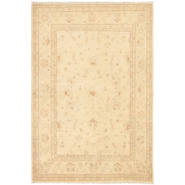 ECARPETGALLERY Hand-knotted Chobi Finest Cream Wool Rug - 6'9 x 9'8