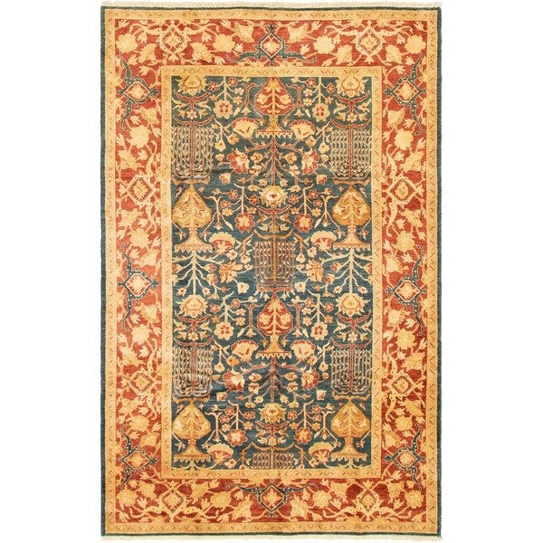 ECARPETGALLERY Hand-knotted Chobi Finest Dark Blue Wool Rug - 6'2 x 9'8