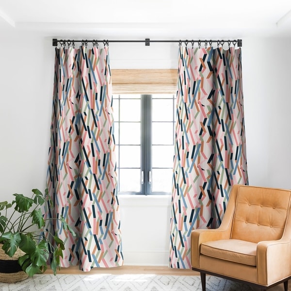 Mareike Boehmer Straight Geometry Ribbons 1 Blackout Curtain Panel 84" (As Is Item)