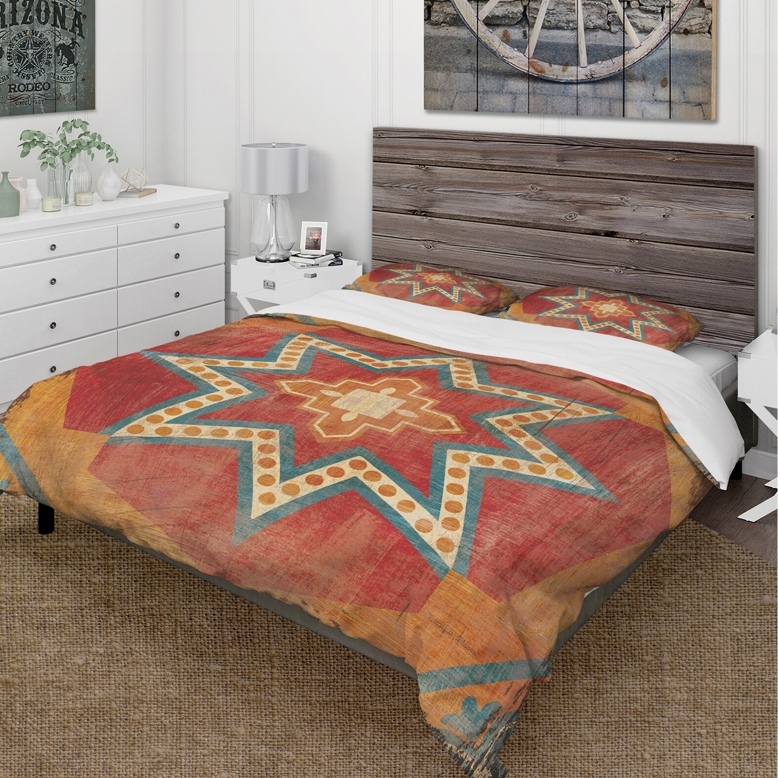 Shop Designart Moroccan Orange Tiles Collage I Cottage Bedding