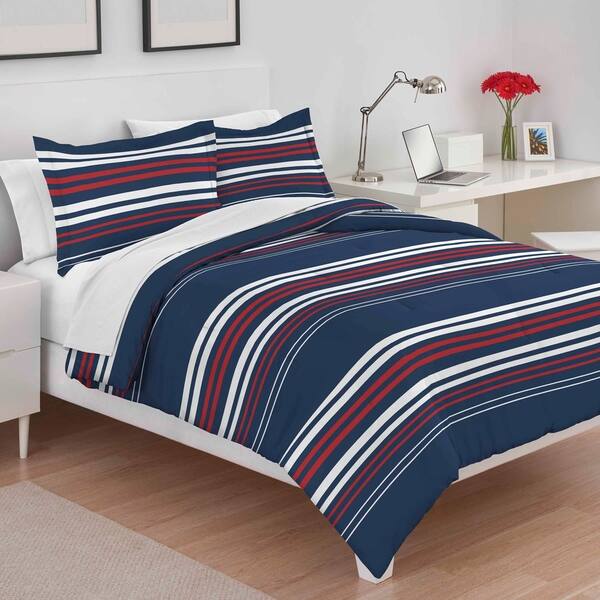Shop Utica Americana Stripe Red White Blue Comforter Set On Sale