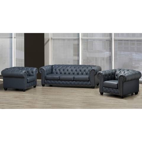 Wigan Top Grain Leather Sofa and Two Chair Set