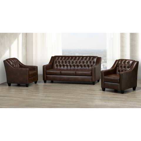 Keighley Top Grain Leather Sofa and Two Chair Set