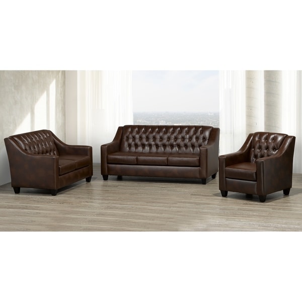 Keighley Top Grain Leather Sofa, Loveseat and Armchair Set