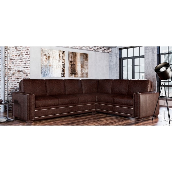 Evelyn Genuine Leather Left Facing Sectional. Opens flyout.