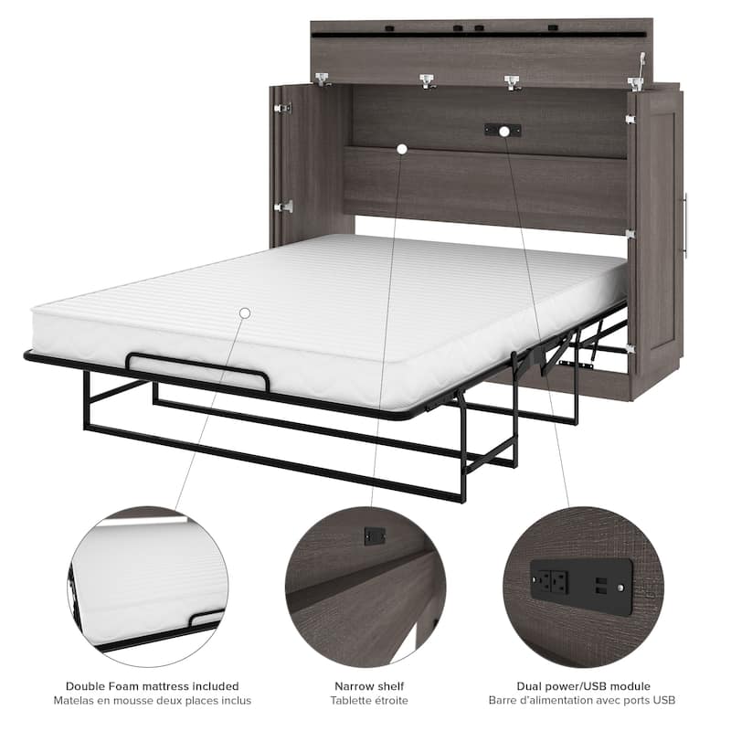 Pur by Bestar Cabinet Murphy Bed with Mattress and USB Port