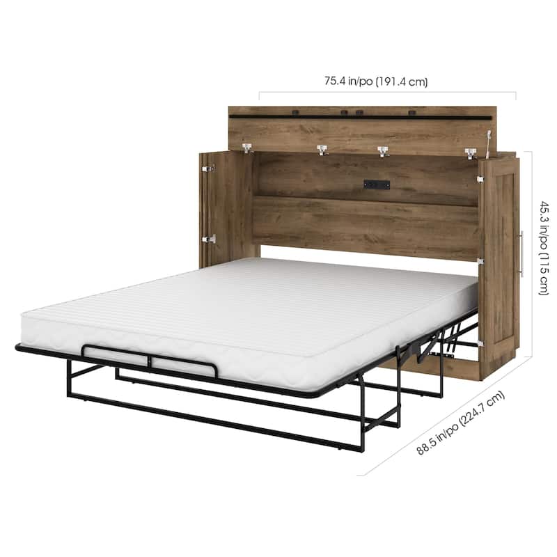 Pur by Bestar Cabinet Murphy Bed with Mattress and USB Port