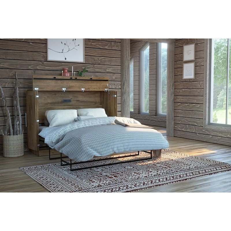 Pur by Bestar Cabinet Murphy Bed with Mattress and USB Port