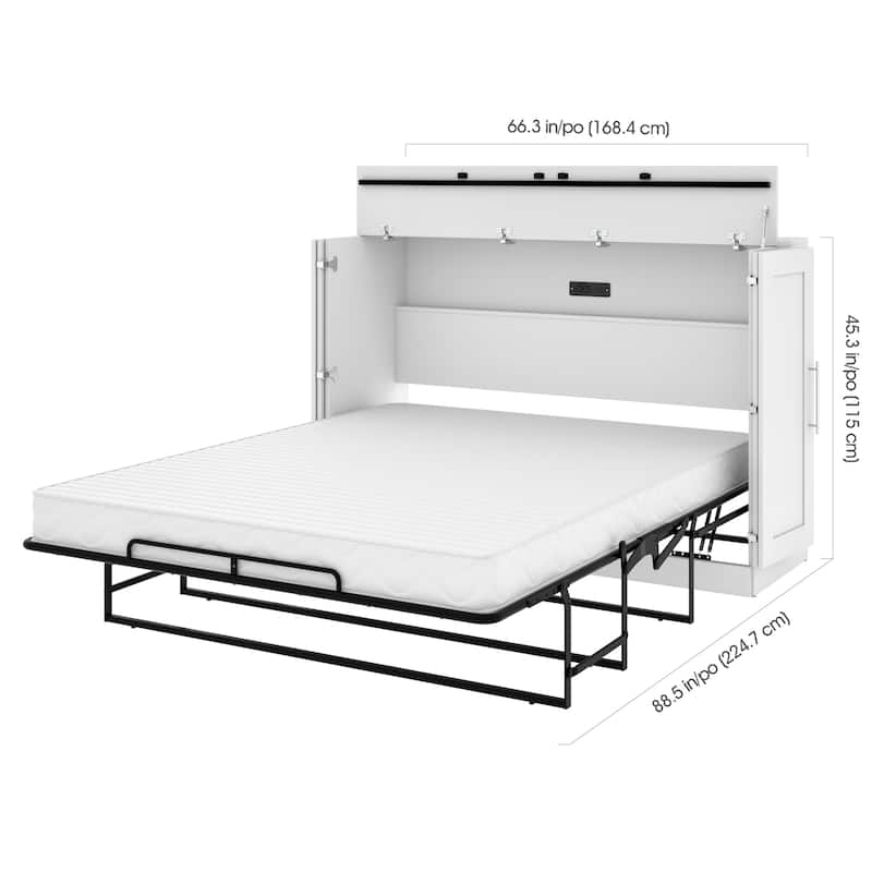 Pur by Bestar Cabinet Murphy Bed with Mattress and USB Port