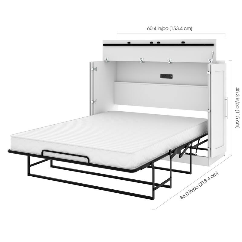 Pur by Bestar Cabinet Murphy Bed with Mattress and USB Port - White - Full