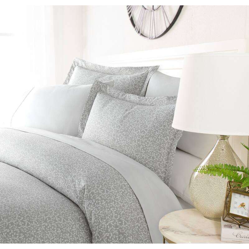 Luxury Silver Trellis 3 Piece Duvet Cover Set - Twin