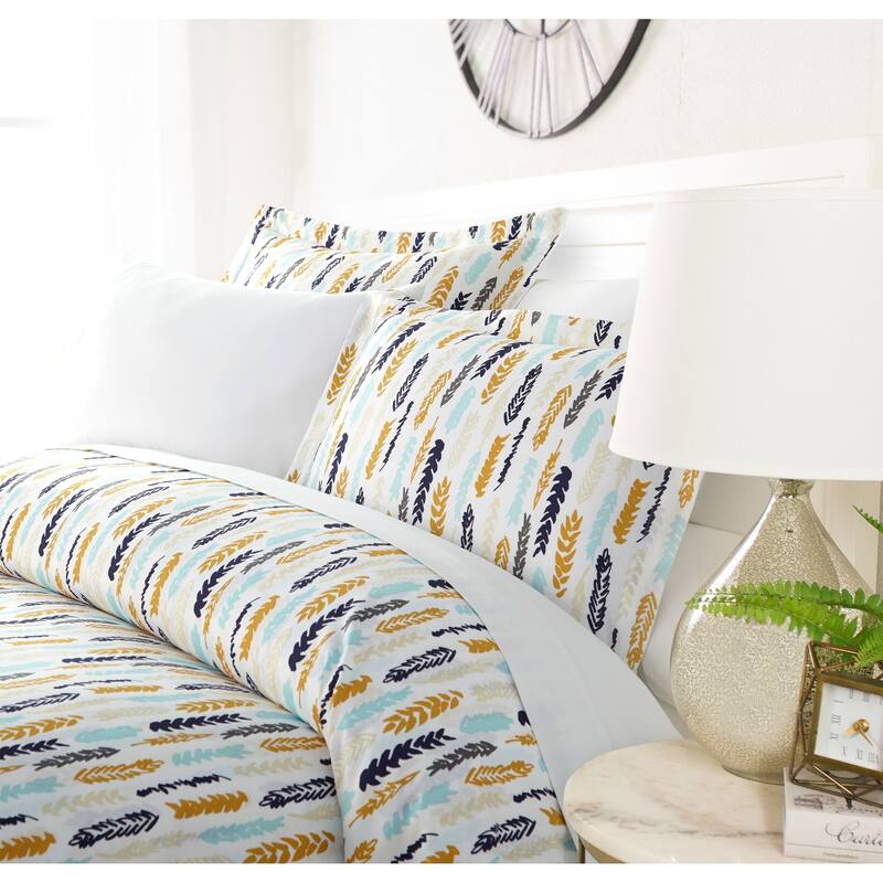 Simply Soft Feathers Pattern 3 Piece Duvet Cover Set - King