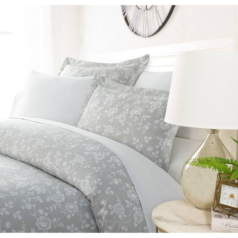 Luxury Silver Rose 3 Piece Duvet Cover Set by Simply Soft - King