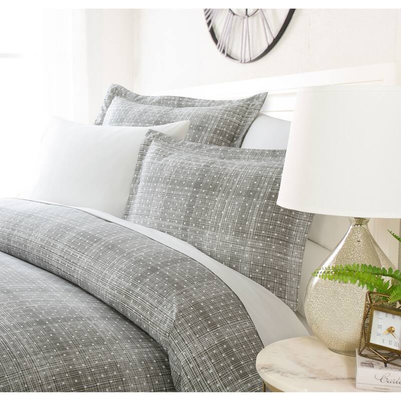 Luxury Rustic Polka 3 Piece Duvet Cover Set - Grey - Twin
