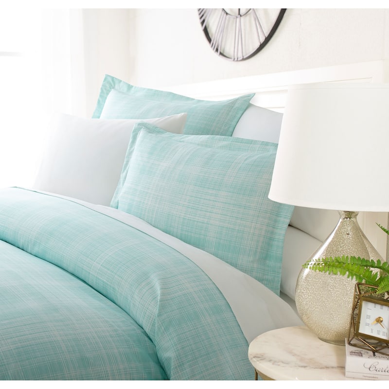 Luxury Crosshatch 3-Piece Duvet Cover Set by Simply Soft - Aqua - Queen