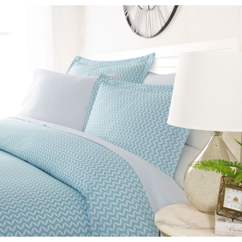 Luxury Bowed Chevron 3 Piece Duvet Cover Set by Simply Soft - Light Blue - Queen