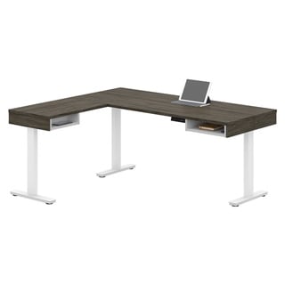Strick and Bolton Cubiles Adjustable L-shaped Desk (Walnut Grey and White)