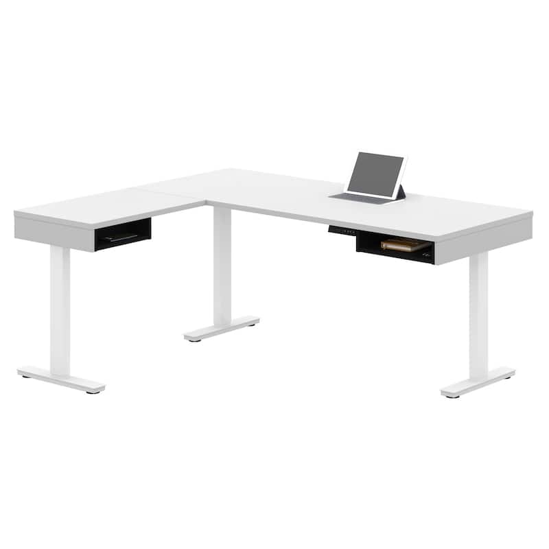 Bestar Pro-Vega Height Adjustable L-Desk - White & Black