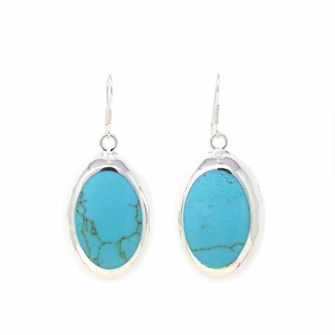 Drop Earrings: Silver and Turquoise Ovals