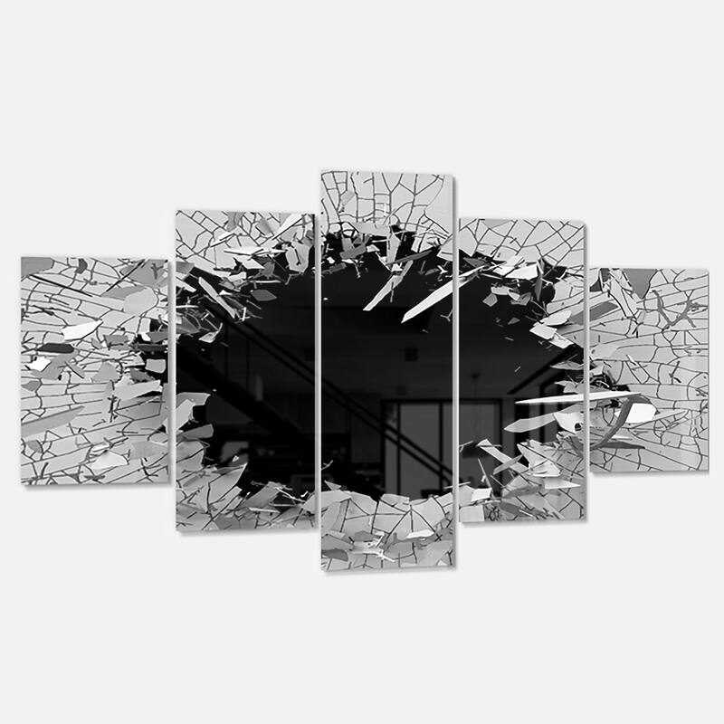 Strick & Bolton 'Abstract Broken Wall 3D Design' Multipanel Metal Wall