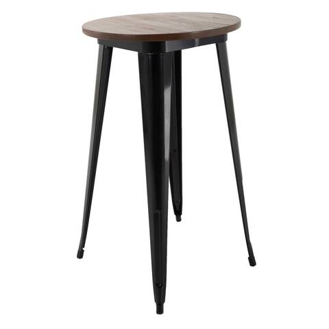 Brage Living 42" Round Metal Dining Table With Wood Top