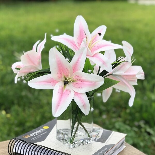 Enova Home Artificial Real Touch Tiger Lily Fake Silk Flowers